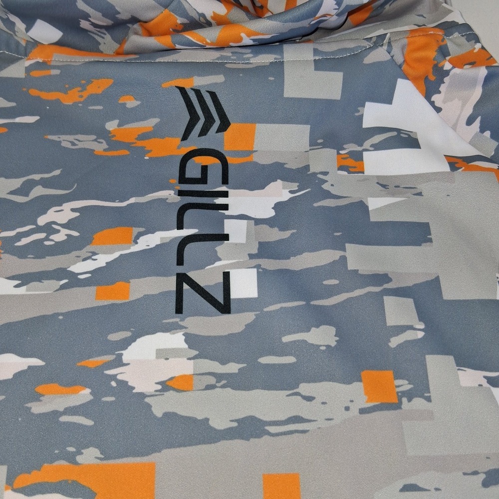 GILLZ Performance T-Shirt Men's Gray Orange Camo M Long Sleeve Polyester